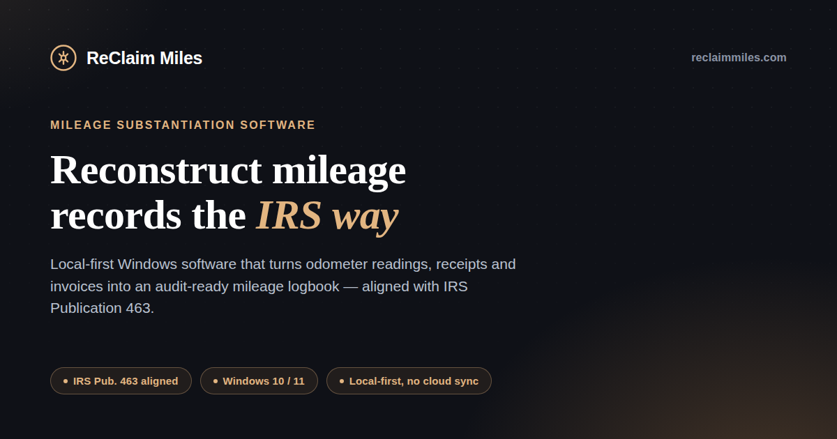 ReClaim Miles product screenshot
